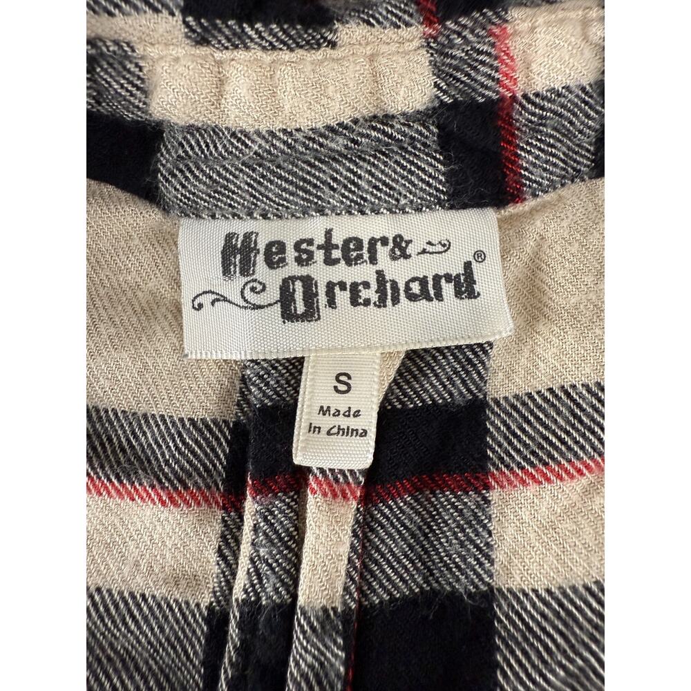 Hester & Orchard Size S Plaid V Neck Casual Button Top 3/4 Sleeve‎ Collar - Picture 6 of 9